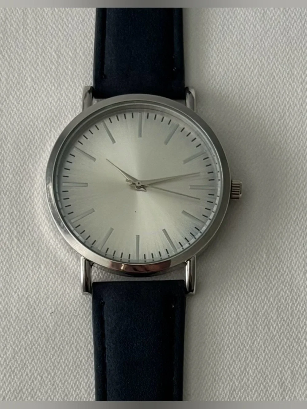 ⌚️3/$30⌚️Classic  Minimalist Silver Dial Watch with Black Strap